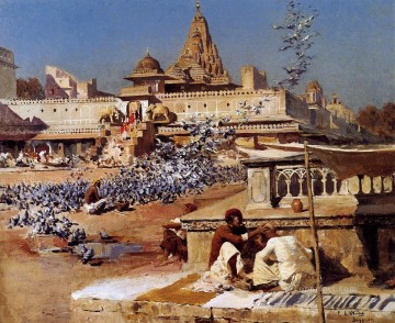 聖なる鳩に餌をやる ジャイプール ペルシャ エジプト インド エドウィン・ロード・ウィーク Oil Paintings